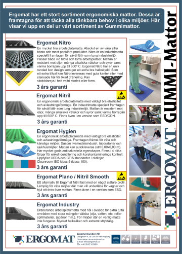 Arbetsplatsmattor i gummi