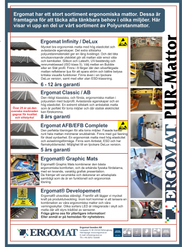 Arbetsplatsmattor i polyuretan