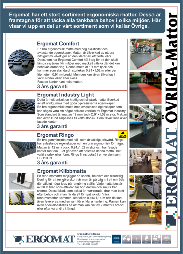 övriga arbetsplatsmattor